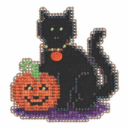 Wendy's Cat Beaded Halloween Counted Cross Stitch Kit Mill Hill 2015 Autumn Harvest MH185206