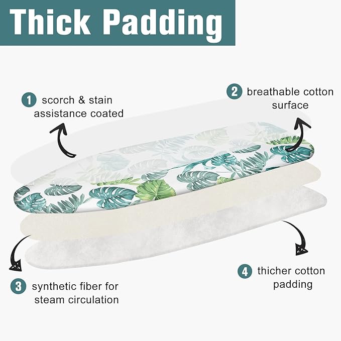 Ironing Board Cover and Pad 15" x 54", 4 Layers Extra Thick Iron Board Cover