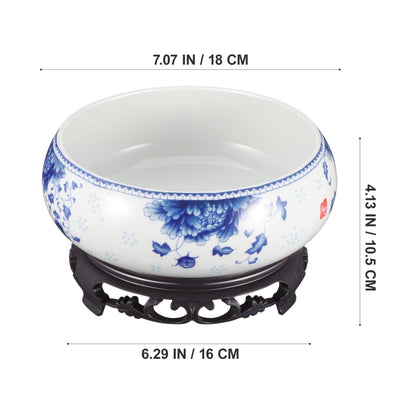 YARNOW Lotus Bowl Planter with Stand - Non Hole Ceramic Bonsai Pot for Water Lily, Succulents, and Small Plants, 7 x 6.3 x 4 Inch