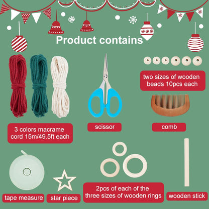 INFUNLY 8 Set DIY Macrame Kits for Adults Beginners Christmas Macrame Hanging Ornament Kit Boho Starters Wall Supplies All in One Macrame Kit with Instructions for DIY Lovers Gifts Home Hanging Decor