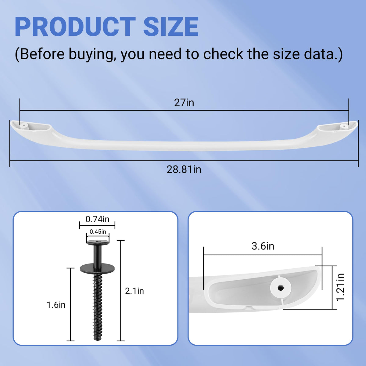 MIFLUS 316443601 Oven Door Handle Compatible for Ken-More Elec-trolux Frigi-daire Electric Oven Range Stove Handle Replacement with 2 * 316433300 Range Handle Screws/Ken.More Oven Handle
