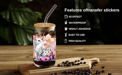 10 Sheets Dogs and Cats UV DTF Transfer Stickers, for Libbey Glass Tumbler, Waterproof Decals, Plastic Adhesive Label for Bottles and Cups Decor