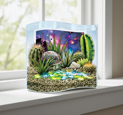 Toys By Nature Galaxy Garden, Wave Terrarium Kit with Live Cactus Plants, Succulents & Alien Egg Stone - Beginner-Friendly Terrariums and Live Indoor Plants Décor