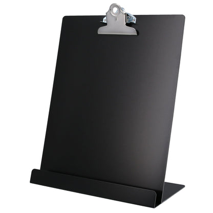Saunders Free Standing Clipboard & Tablet Stand - Durable Black Recycled Aluminum Desktop Document Holder for Office, Teachers & Students - 1" Clip Holds 8.5x11 Letter Size Sheets, Lightweight