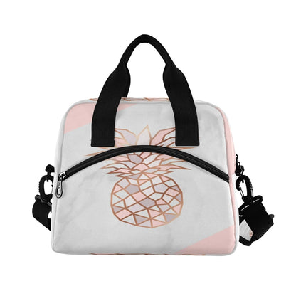 Rose Gold Pineapple Lunch Bag for Kids Pink And White Marble Insulated Cooler Lunch Box Large Capacity Lunch Organizer for Boys Girls