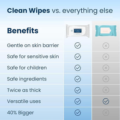 Clean Skin Club XL Premium Face Wipes, Extra Moist Makeup Removing Towelettes