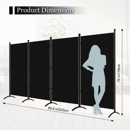 Room Divider, 6FT Tall Folding Partition Room Dividers 4 Panel, Portable and Freestanding Room Divider Screen Wall Divider for Home and Office, Black