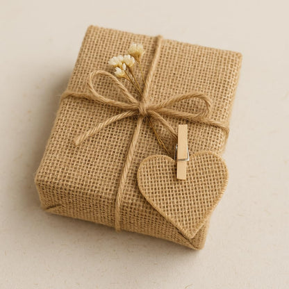 LWR CRAFTS Natural Burlap Ribbon 6 Inch x 32 Feet - Jute Fabric Webbing for Rustic Wedding Decorations, Table Runners, Chair Sashes, DIY Crafts & Christmas Wreath