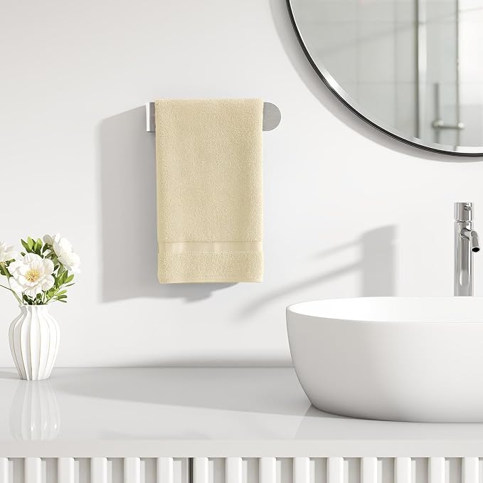 Bethom Adhesive Hand Towel Holder, 8 Inch Bar for Kitchen Cabinet, Brushed | Self Adhesive Hand Towel Racks, Stick on Wall for Bathroom, RV, Aluminum