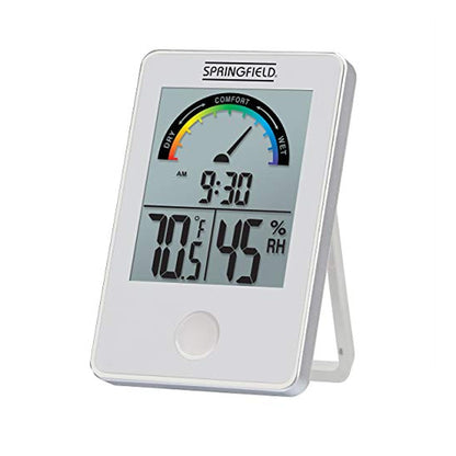Springfield Wireless Digital Indoor Comfort Level Thermometer, Humidity and Temperature Monitor, White