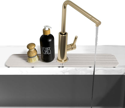 23.6inch x 4inch Kitchen Sink Faucet Mat, Water Absorbing Stone Faucet Splash