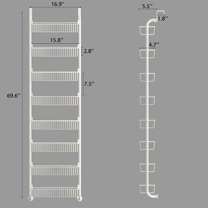 MIAOLI Over the Door Pantry Organizers and Storage, 8-Tier Spice Rack, Home &