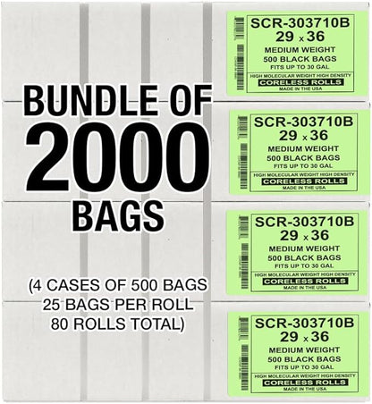 Aluf Plastics 20-30 Gallon 10 Micron Black Trash Bags