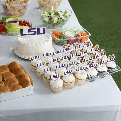 Desert Cactus Louisiana State University Cupcake Topper and Cake Toppers Set - LSU Tigers 25 Pcs Food Party Supplies, Tablecloth Decorations, Graduation and Game Day