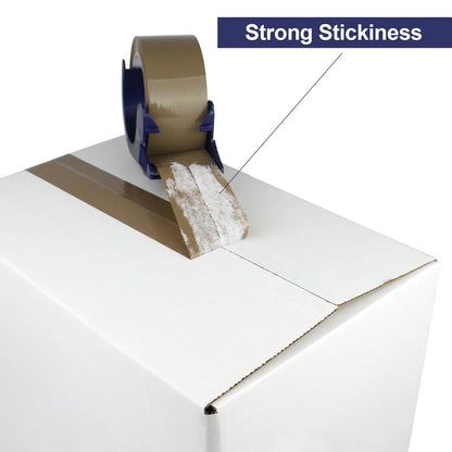 BOMEI PACK 2 Rolls Brown Noiseless Heavy Duty Packing Tape with Blue Dispenser, Packaging Tape 1.88 Inches x 60Yards, Industrial Grade Shipping Tape for Moving Packaging Shipping, Office & Storage
