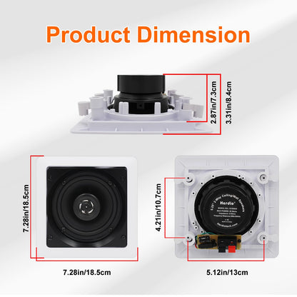 Herdio 5.25 Inch Bluetooth Ceiling Speakers with Wall Mount Control Amplifier Receiver System for Home Living Room Bedroom Bathroom Office (A Pair)