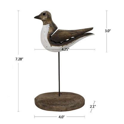 Veclotch Wood Seagull Figurine Nautical Decoration, Rustic Sea Bird Statue Nautical Beach Theme Seabird Sculpture Table Top Decor for Living Room Bathroom Home Decor