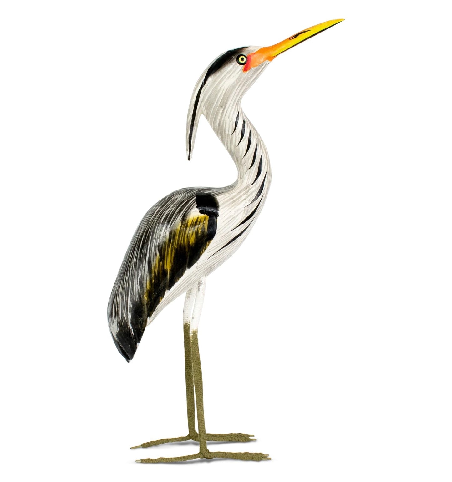 G6 Collection Hand Carved Great Blue Heron Sculpture – Wooden Coastal Bird Figurine, Elegant Wading Bird Decor – Great Blue Heron