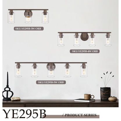 Emliviar 4-Light Vanity Light Fixture, 31 Inch, Fluted Ripple Glass Shade, Oil Rubbed Bronze Finish, Model YE295B