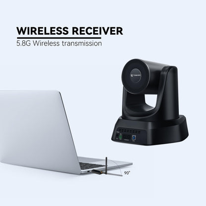 TONGVEO 5.8GHz Wireless Conference Room Camera System with Bluetooth Microphone,20X 60fps PTZ Camera for Worship Online Conference, Works with Zoom, Skype OBS Easy to Set Up