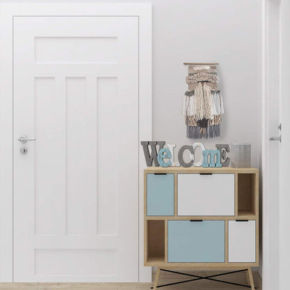 Waroom Home Rustic Wood Welcome Sign Decor - Decorative Block Word Letters, Hanging Wooden Cutout Wall Decoration (Gray)