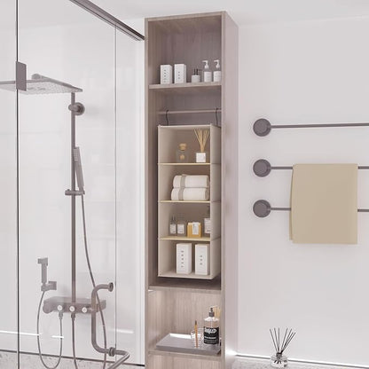Hanging Closet Organizer and Storage, Foldable 4-Shelf Wardrobe Clothes Shelves