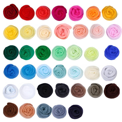 Catopia 40-Color Wool Roving Set – Generous 120g Fibre for Needle Felting, Wet Felting, Blending, and DIY Crafts，no Tools,only wools(40c roving Wool)