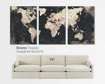 JIMHOMY Living Room Wall Art Large Home Office Wall Decor Modern Motivational Giant World Map Pictures for Wall Decorations