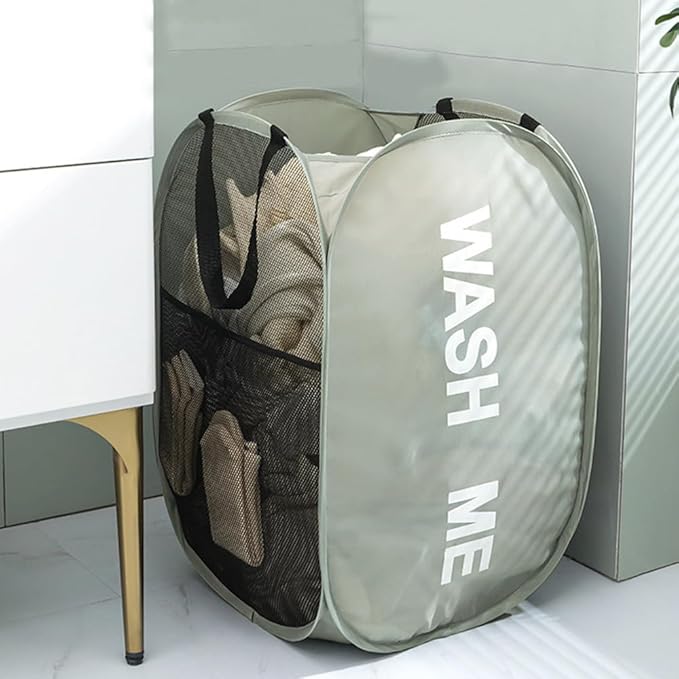 Larpur Pop Up Laundry Baskets, 2 Pack Mesh Laundry Hampers Collapsible Clothes