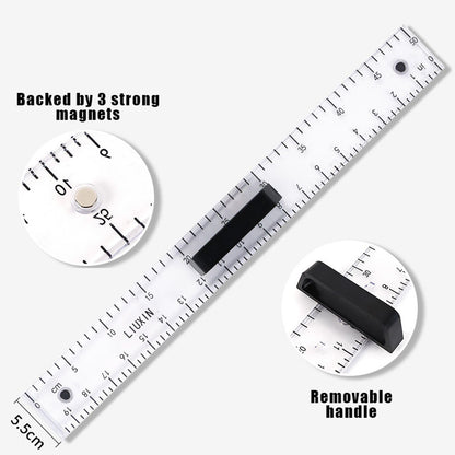 Magnetic Geometry Tool, Protractor, Triangle Rulers Easy Attachment Blackboard Measurement Kit, Teacher Board Protractor Multi-Purpose Kit Large (Transparent-4pc)