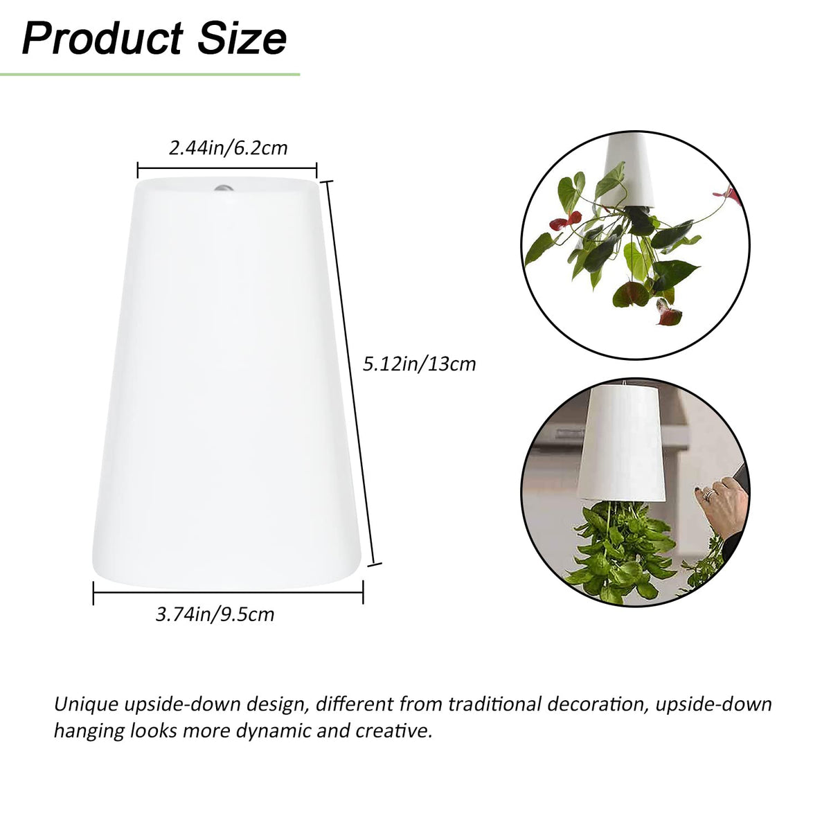 SYOOY 2 PCS Upside-Down Planter Hanging Flower Pot Planter for Balcony Garden Home Decoration (White)