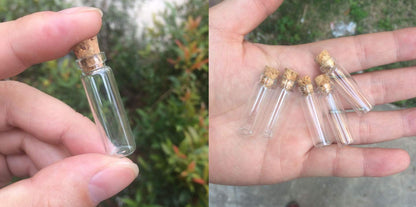 1ML Small Mini Tall Clear Glass Bottles/Jars with Corks Stoppers for Arts & Crafts, Projects, Decoration, Party Favors+ 50 Pcs Gold Metal Eye Hook Pin Screws,50 Pcs