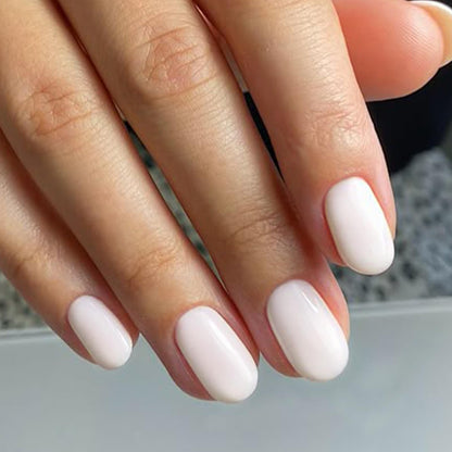 modelones Pink Short Press on Nails, Fall Halloween Oval Fake Nails Kit Press Ons with Nail Glue, Adhesive Tabs, Nail File, Prep Pad, Manicure Stick, 32Pcs 16 Sizes