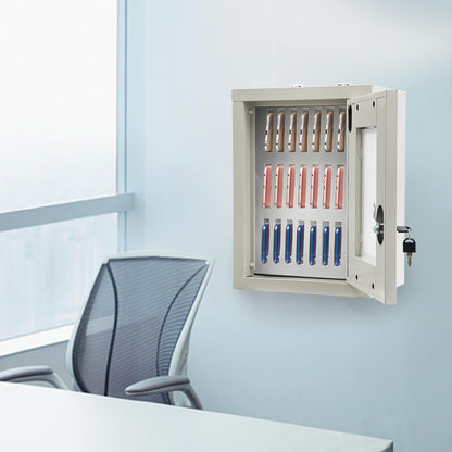 Eapmic Cell Phones Storage Cabinet Clear Cell Phone Locker Box for Pocket Cellphone Holder,Wall-Mounted&Freestanding with a Locked,Can be Carried by Hand for Office Classroom (24 Slots,Steel)