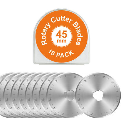10 Packs 45mm Rotary Cutter Blades 45mm Quilting supplies Rotary Cutter Blades for fabric by SSPONT, compatible with OLFA,Fiskars,Mr.Pen,DAFA,Truecut etc. Sewing Arts Crafts, Sharp and Durable