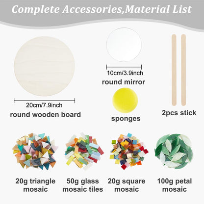 WEBEEDY Mosaic Mirror Kit Mosaic Craft Kits for Adults DIY Mirror Kit Mosaic Tile Craft Flower Mirror Mosaic Set DIY Creative Ceramic Mosaic Tiles for DIY Mosaic Christmas Valentine's Day Unique Gift