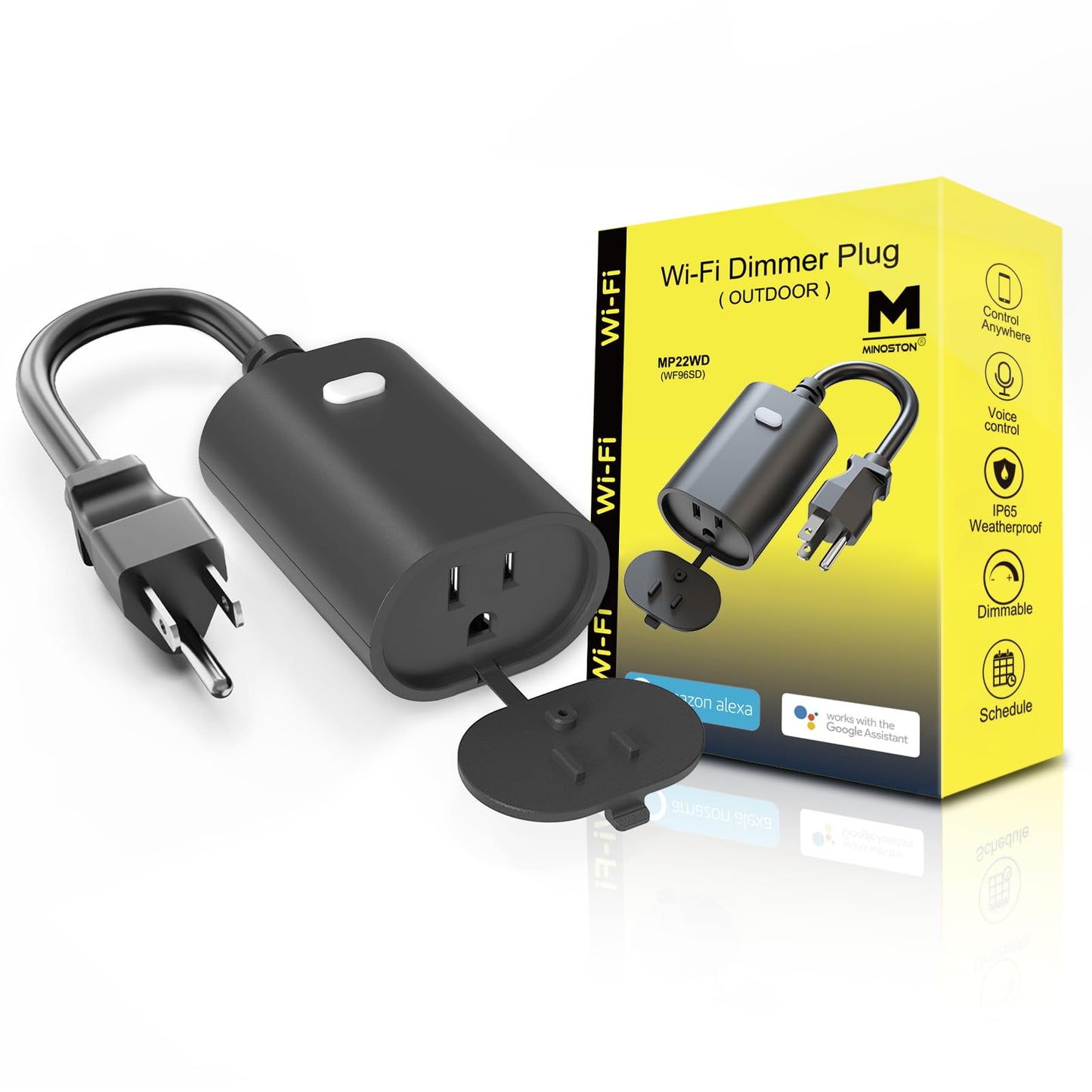 Minoston Outdoor Smart Plug, Matter Smart Plug, Smart Home Wi-Fi Outlet IP65 Waterproof, Compatible with Alexa, Apple Home, SmartThings, Google Home, Smart Life, IP65 Waterproof, 2.4Ghz, 2 Pack