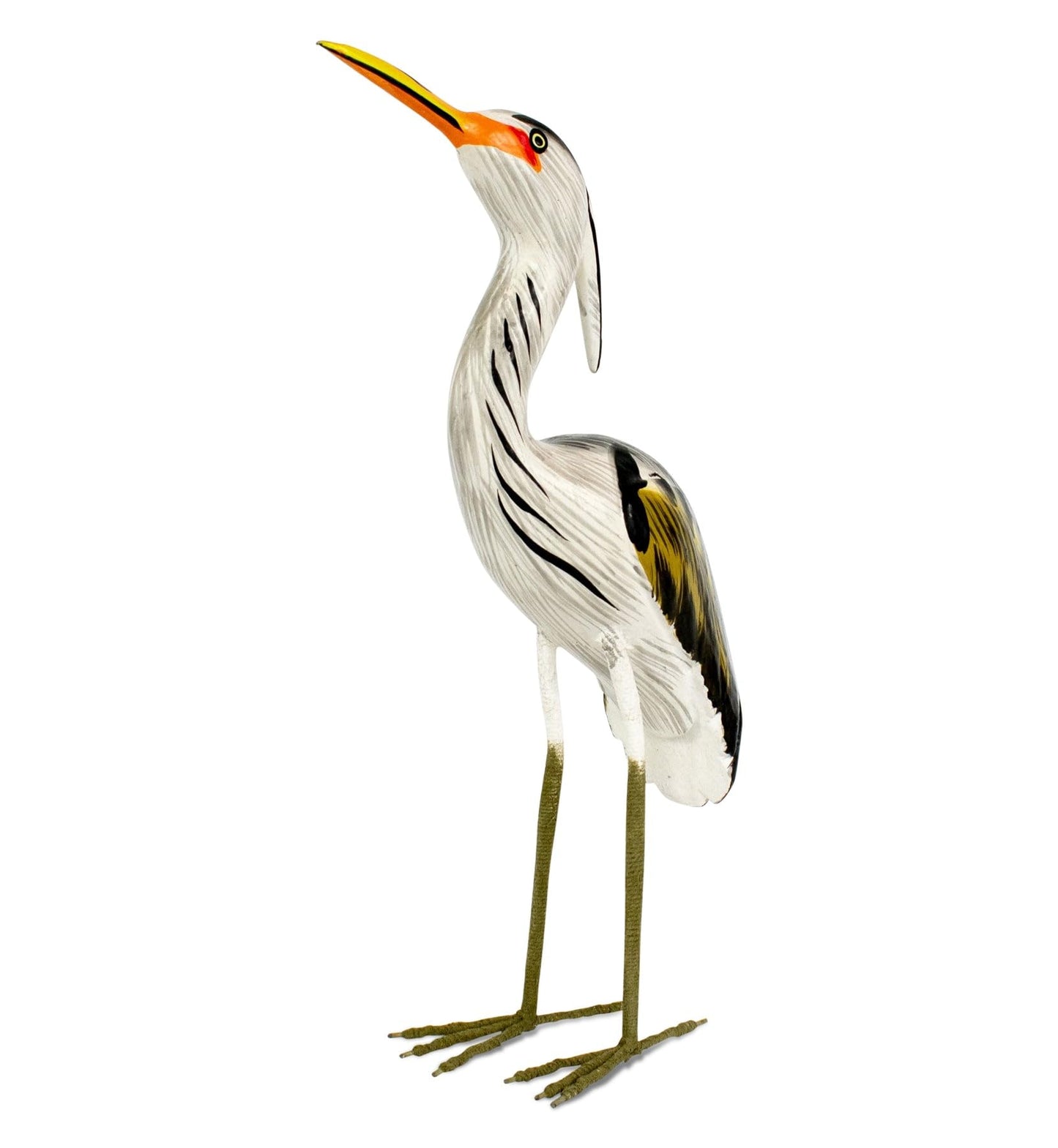 G6 Collection Hand Carved Great Blue Heron Sculpture – Wooden Coastal Bird Figurine, Elegant Wading Bird Decor – Great Blue Heron