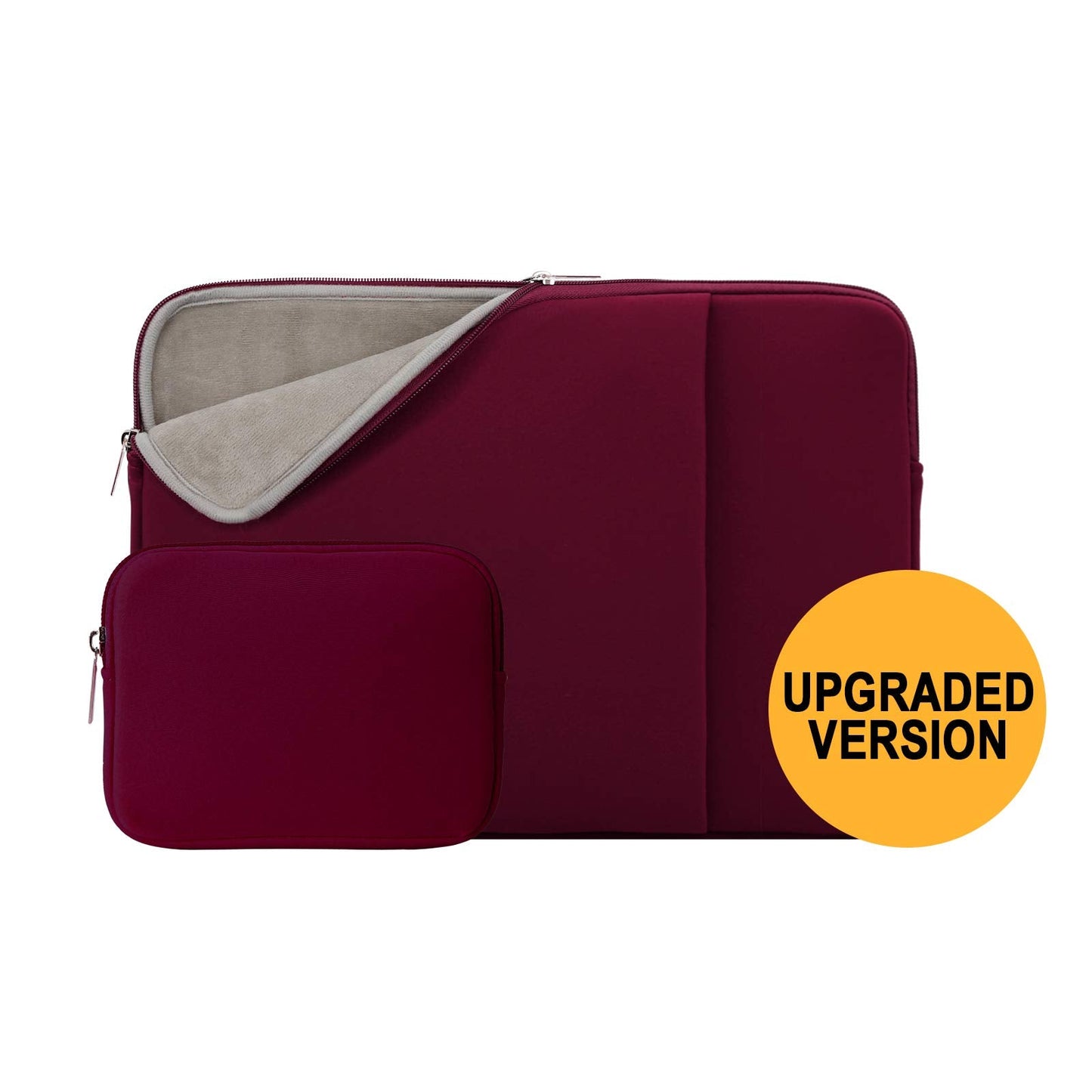 RAINYEAR 13 Inch Laptop Sleeve Compatible 13.3" MacBook Air/Pro M1 M2 M3 M4 A3240 A3113 A2681 A2337 A1932 A2179 A2338 A1706 A1708 Case Bag with Front Pocket Accessories Pouch (Red, Upgraded Version)