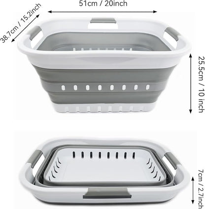SAMMART 30L Collapsible 3 Handled Plastic Laundry Basket