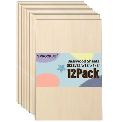 Basswood Sheets 12"x18"x1/8",12 Pack
