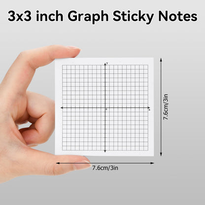 Graph Sticky Notes, 8 Pads, 3x3 Inch, Graph Paper Sticky Notes, Grid Sticky Notes, Coordinate Plane Sticky Notes for Office School Math Supplies
