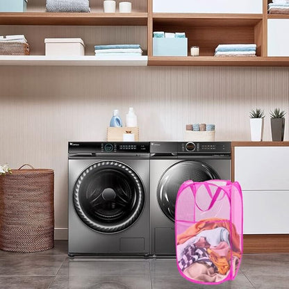 Pop Up Laundry Hamper, Portable Mesh Laundry Basket, Collapsible Clothes