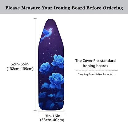 Ironing Board Cover with Elastic Edge, Rose Hummingbird Non Stick Scorch Stain