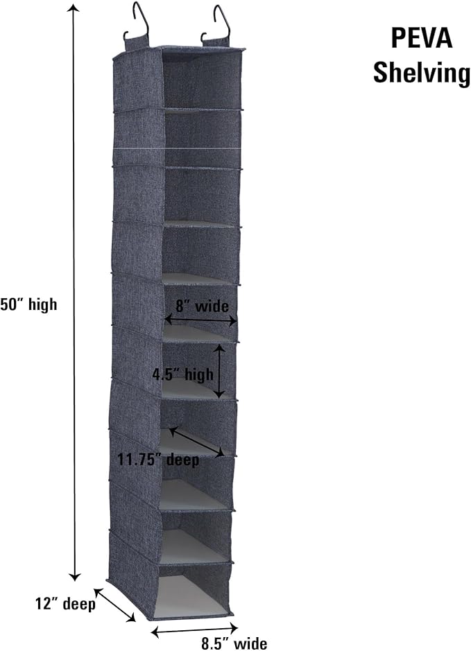 Household Essentials Hanging Narrow Cotton Blend and Plastic Closet Organizer