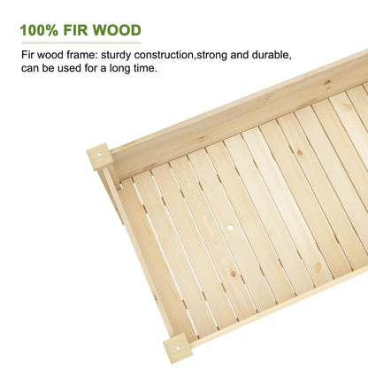 BIRASIL Outdoor Raised Garden Bed, Wood Planter Box for Vegetable Flower, Elevated Reinforced Large Garden Planters Boxes for Backyard Patio Gardening Balcony (48.5”L, Natural Wood)