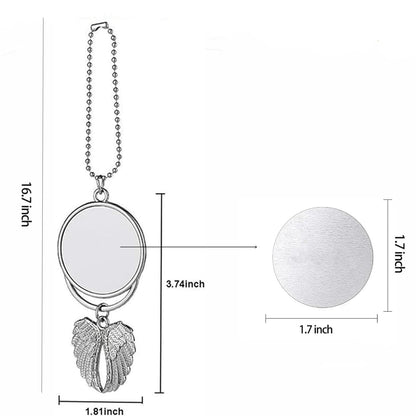 Frinnovan 8 Set Silver Angel Wing Sublimation Blank Car Hanging Ornament Charms Heat Transfer Blank Photo Frame Pendants Customize Keychain for Automobile Rearview Mirror Home Window Ornaments