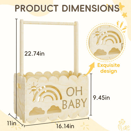 BPMFDTNL Wooden Baby Shower Crate Closet, Wooden Baby Shower Crate Closet, Boys and Girls for Baby shower wooden basket Gifts, Welcome Baby Gifts, Suitable for Pregnancy Glfts for New Parent