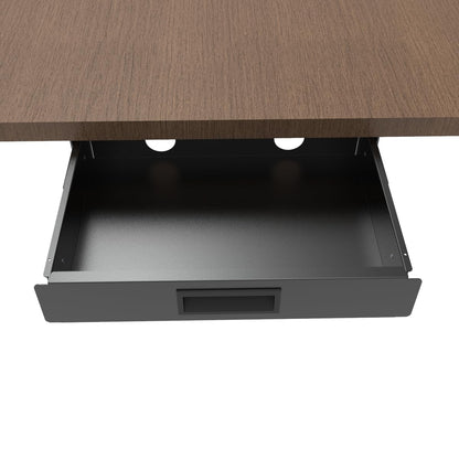QiaoYoubang 13 Inch Wide Under Desk Sliding Drawer- Pull Out Storage Organizer with Handle at office or home for Sit Standing Workstation, Black
