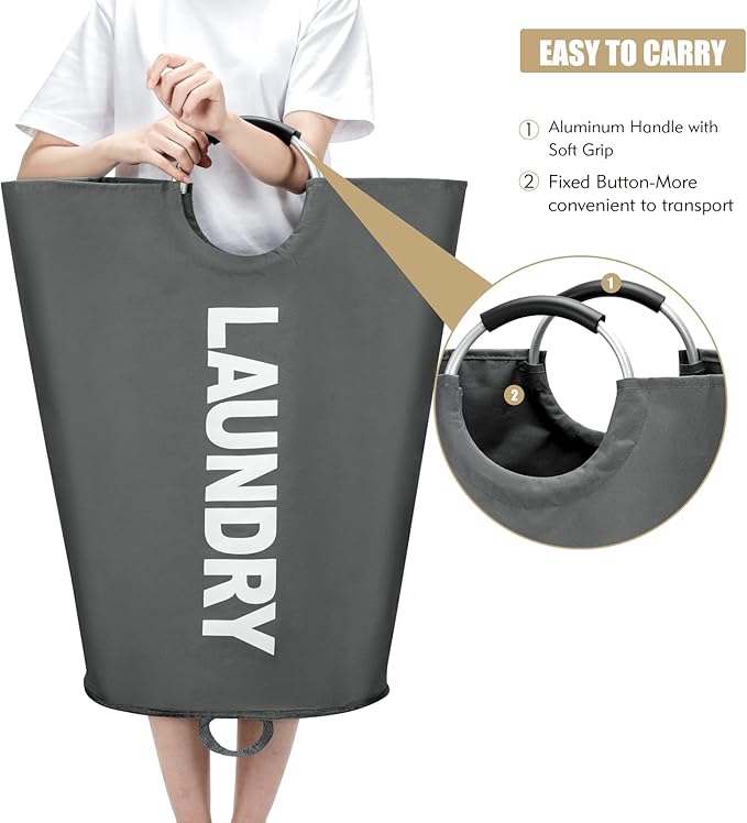90L Large Laundry Basket, Freestanding Tall Clothes Hamper, Collapsible Laundry